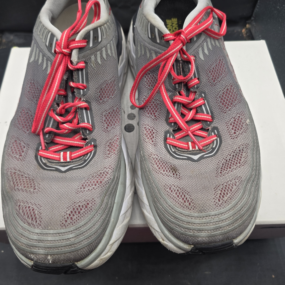 Hoka Gray‎ and Red Bondi 6 Shoes